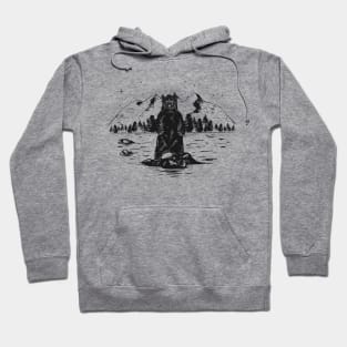 Grizzly bear in the middle of the river Hoodie